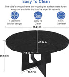 Round Farmhouse Dining Room Table for 6, 47" MDF Circle Kitchen Table with Wood Grain Finish, Wooden Kitchen and Dining Table for Dining Room, Kitchen, Living Room, Black