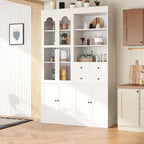 47" Tall Storage Cabinet Pantry Cabinet:with Pull-Out Trays for Kitchen | 47"Tall Storage Cabinet:With Doors and Shelves,Kitchen Pantry Cabinet With Hutch,4 Drawers,Pantry Storage With Pull-out Trays