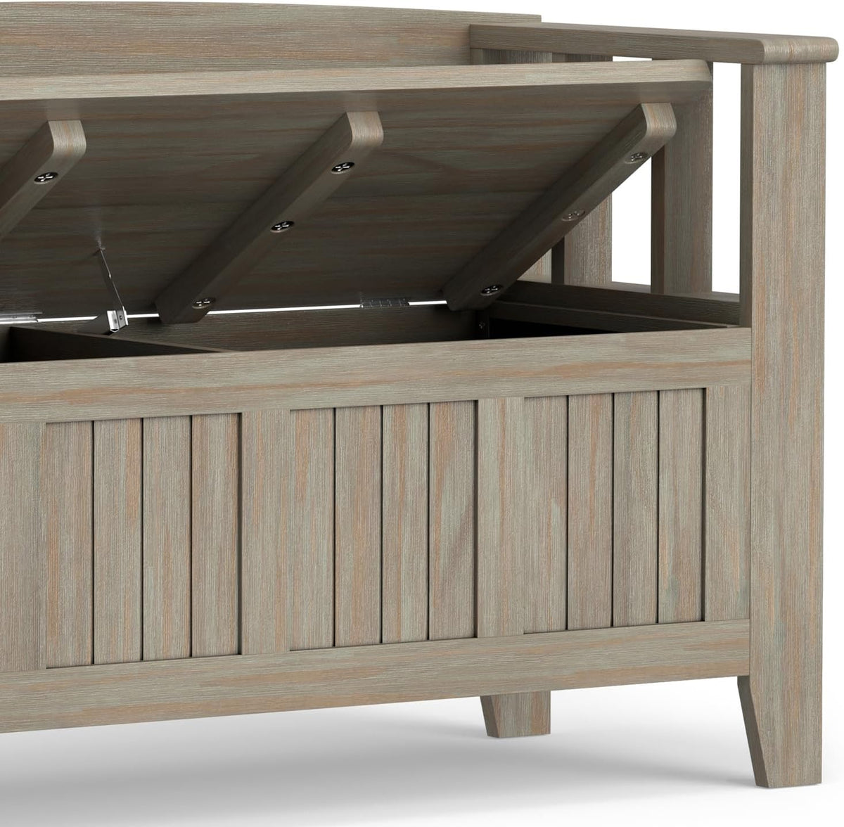 SIMPLIHOME Acadian Solid Wood 48 inch Wide Storage Bench that Seats 2 and 36 inch Wide Storage Cabinet in Distressed Grey for the Living Room, Entryway, and Family Room, Transitional Style