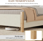 IMMERSTABLE King Bed Frame with Headboard, Upholstered Platform Bed, Beige
