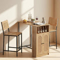 Tangkula 3-Piece Counter Height Bar Table Set, Kitchen Table with 2 Bar Stools & Storage Shelves, Breakfast Table Set with Backrests & Footrests, Rectangular High Top Pub Table with Chairs for 2