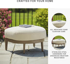 Signature Design by Ashley Serene Bay Outdoor Ottoman, Wood-Look Powder Coated Aluminum Frame, Nuvella+ Cushion for Patio, Deck or Poolside Easy-Breezy Living