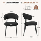 Dining Chairs Set of 4, Mid Century Modern Kitchen Chairs, Boucle Upholstered Dining Chair with Curved Backrest & Metal Legs for Kitchen Dining Room, Black