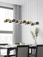 Rectangular Chandelier Crystal Balls Chandeliers Flush Mount Ceiling Light for Dining Room Living Room High Ceiling Chandelier for Staircase Foyer Entryway Black and Gold Chandeliers 2700k-6000k