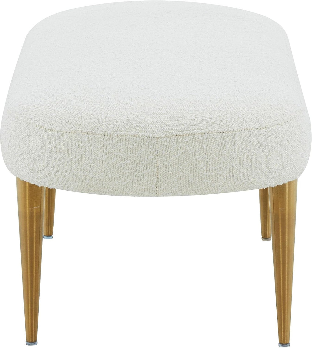 SAFAVIEH Couture Collection Corinna Glam Ivory Boucle/Gold Leg Oval Bench