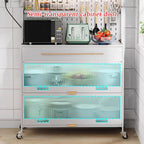 JKGHK 5-Tier Bakers Racks with Storage for Kitchens, Microwave Stand on Wheels with Flip Door Cabinets and Pegboard, Tall Kitchen Pantry Cabinet with Drawer for Home(Black,80cm/31.4in)
