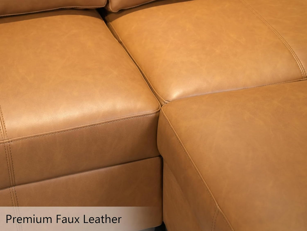 EASE MOOSE Faux Leather Square Ottoman Module for Modular Sectional Sofa, Convertible Sectional Couch with Storage Ottoman Footrest Seat Cube