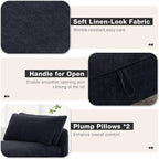 67'' King Size Storage Bench for Bedroom End of Bed,Linen Bedroom Bench with Storage for Foot of Bed,Upholstered Storage Ottoman Bench with Cushion and Wood Legs for Living Room Entryway Window,Black