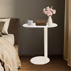 C-Shaped Side Table, Metal Coffee and Bedside Table, Small Cream White End Table for Couch Sofa and Bed, Living Room, Bedroom, and Office Use, 20" x 14" x 25"