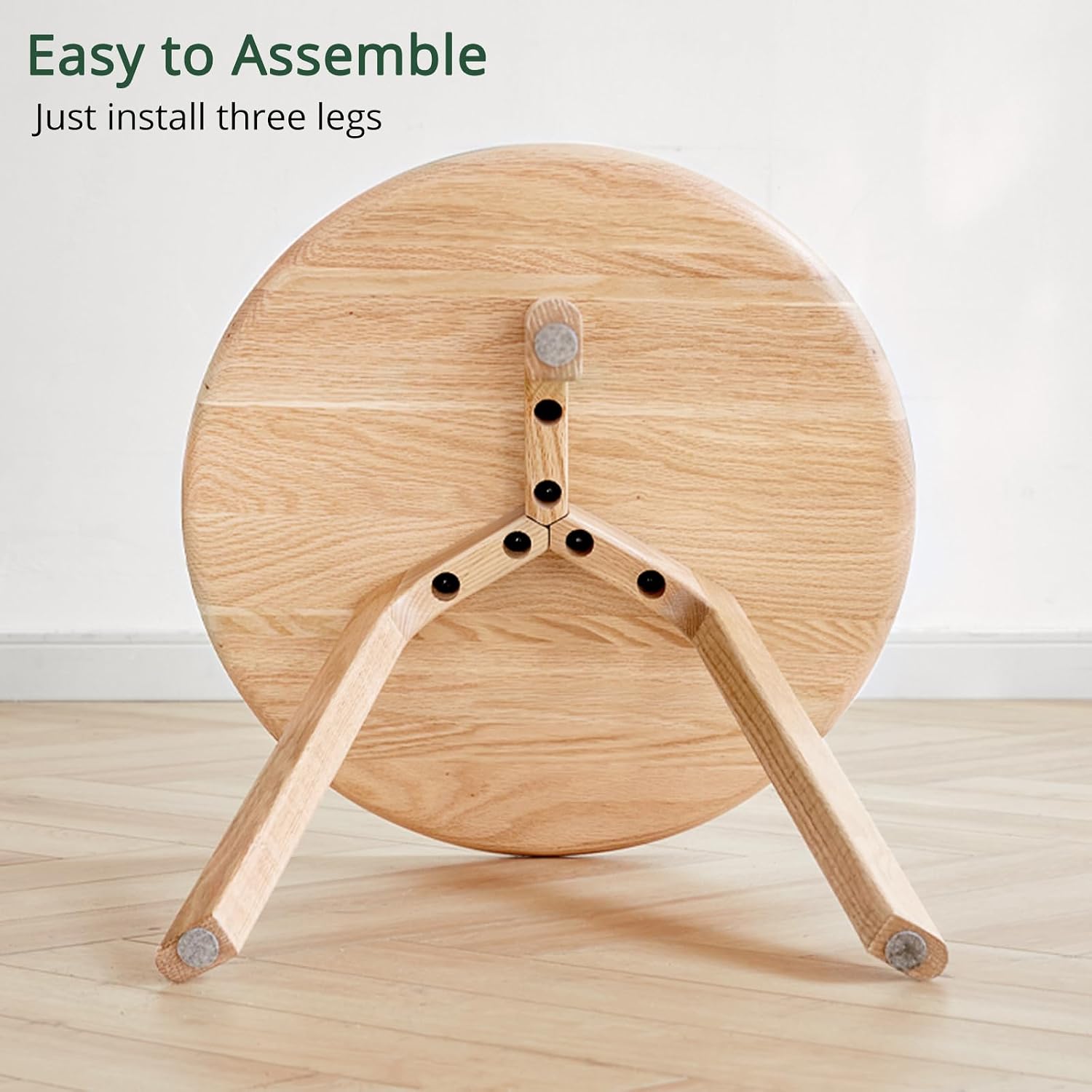 Solid Beech Oak Wood Side Table - Compact End Table with Detachable Cloth Pocket - Modern Small Nightstand with Storage Holder for Living Room, Bedroom (Oak, Natural)