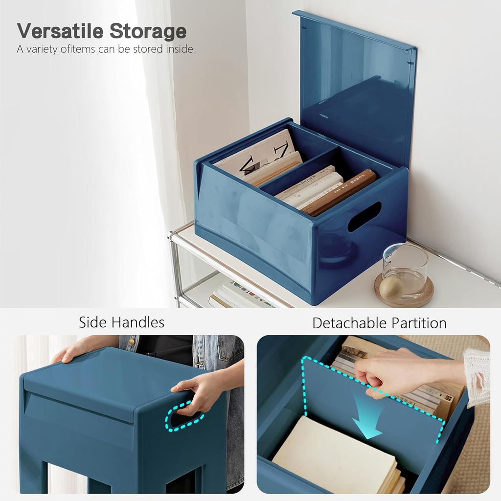 Colorful ABS Plastic Nightstand Detachable Storage Side Table Stool | Tool-Free Assembly, Eco-Friendly Plastic, Detachable Legs, 230 Lbs Load, Bedroom, Living Room, Bathroom, Outdoor & Pool Use