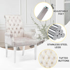 AODCHR Upholstered Velvet Accent Dining Chair, Elegant Tufted Dining Room Kitchen Room Arm Chair with Stainless Steel Leg, Beige