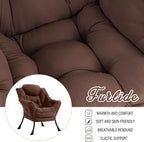Furlide Lazy Chair for Living Room, Modern Accent Chairs with Armrests, Dark Brown Armchairs with Side Pocket, Cozy Lazy Sofa for Reading, Balcony, Bedroom, Dorm, Small Spaces