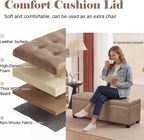 Asense Storage Ottoman Bench,42 inch Wide Upholstered Faux Leather Rectangular Ottoman with Legs,Safety Hinge Storage Bench for Living Room,Bedroom,Entryway