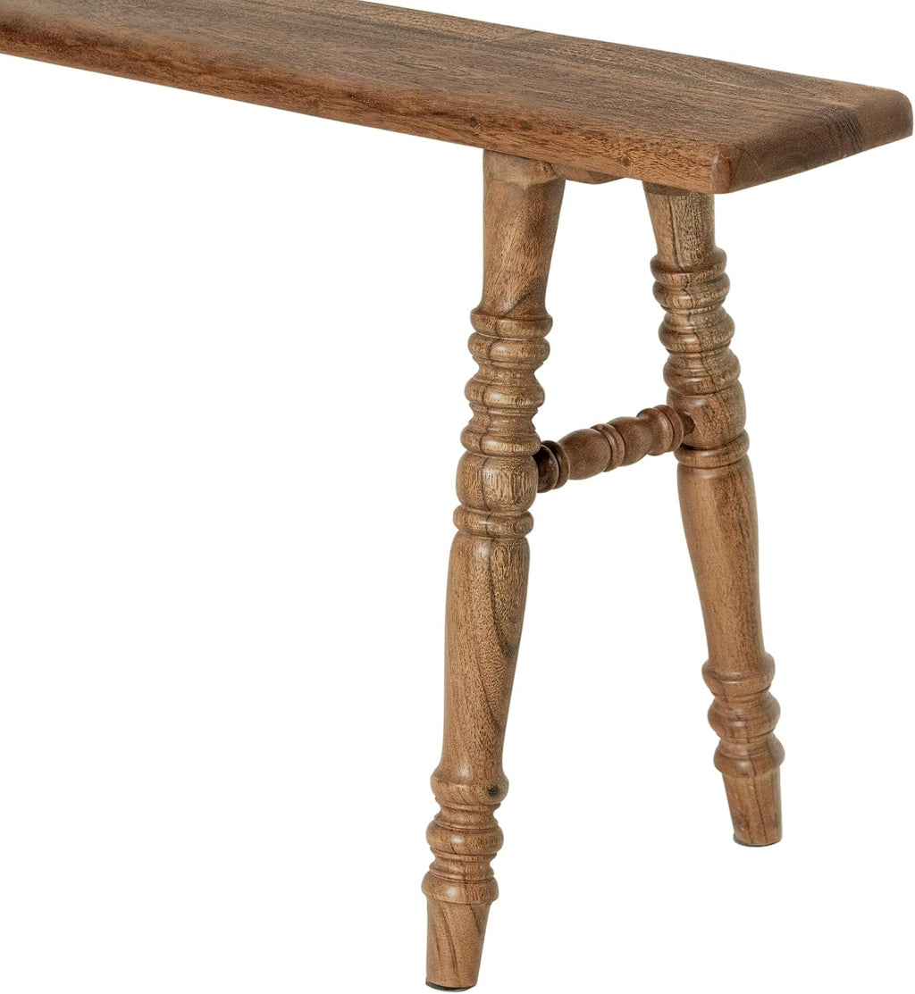 East at Main Skinny Wooden Bench for Entryway Hallway or End of Bed Handmade Solid Wood Bench with Turned Legs Farmhouse Rustic French Country and Modern Style