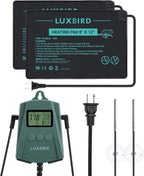 Luxbird Reptile Heating Pad 8x12 Inch with Dual Output Reptile Thermostat LB-2SC Combo Set Under Tank Terrarium Heating Mat for Turtles, Lizards, Frogs, and Other Reptiles