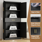 Metal Cabinet, 71” Garage Storage Cabinet with Doors and Adjustable Shelves (Black, 1 Drawer)