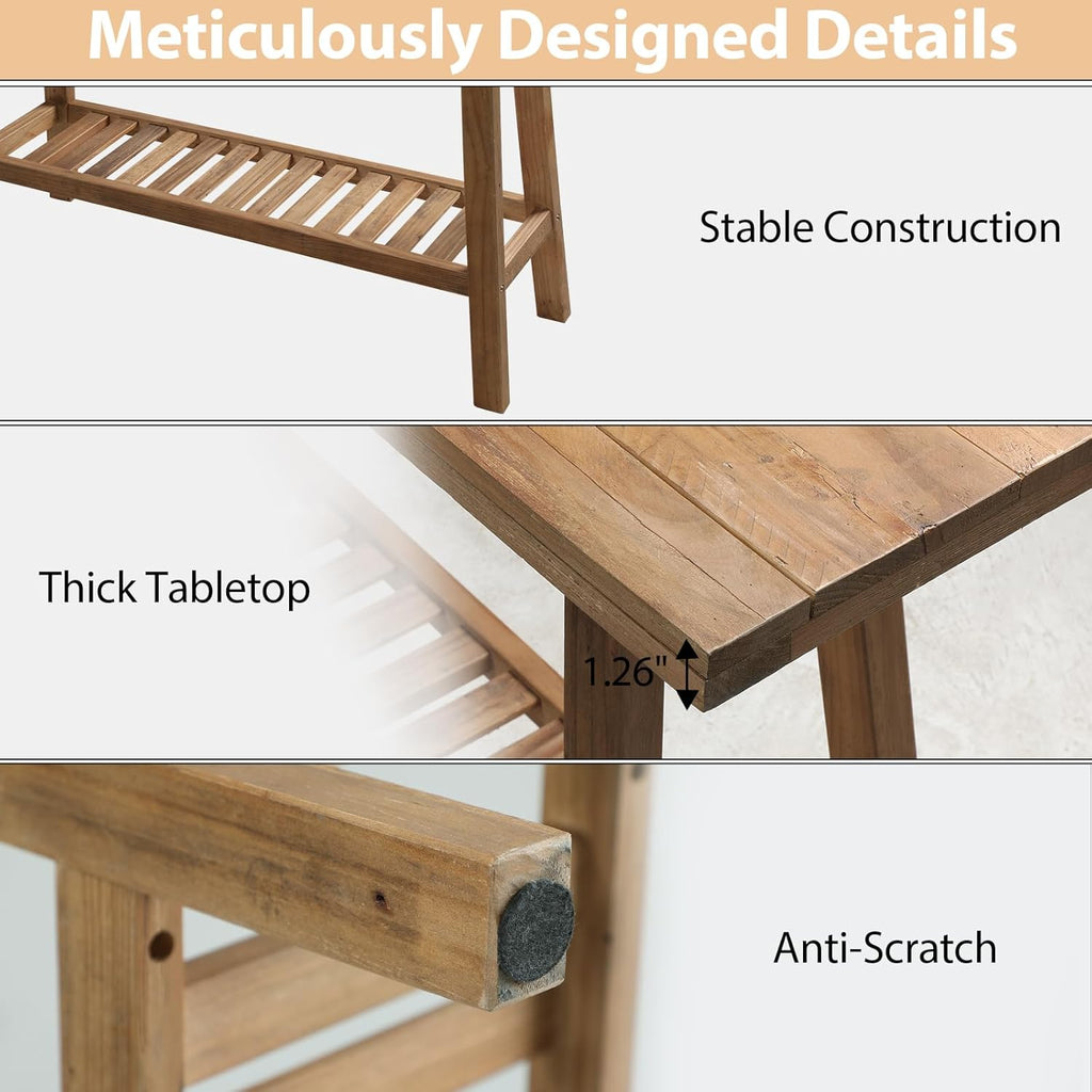 HOKYHOKY Reclaimed Solid Wood Bench-43.3" Entryway Bench with Storage Shelf | Farmhouse Narrow Rustic Bench, Hallway, Kitchen, Bedroom, Dining, Indoor