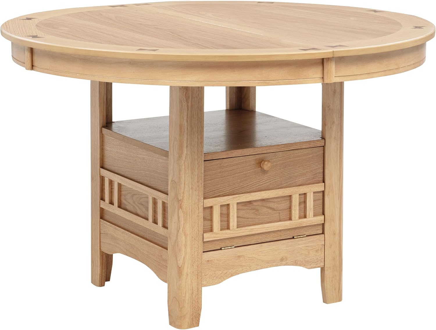 Coaster Home Furnishings - LAVON - Wood - Oval Extendable Dining Table with 18-Inch Extension Leaf, Storage Shelf & Closed Storage - Kitchen & Dining Room - 60-Inch - Light Oak - 106620