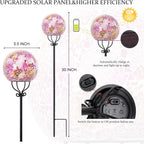 VCUTEKA Solar Outdoor Lights Garden Decor Mosaic Solar Garden Lights Waterproof Glass Ball LED Pathway Stake Light for Landscape Lawn Patio Yard Decoration 6 inch, Pink