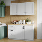 Homsee 60" W Modular Kitchen Pantry with Wall Cabinet, DIY Kitchen Cabinet Set Without Countertop, Modular Storage Cupboard with Drawers & Shelf, Large Storage Set for Dining Room, White