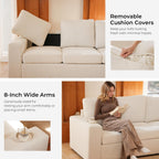 ELUCHANG 113" V-Shaped Modular Sectional Sofa Couch, Modern 7-Seat Comfy Linen Deep Seat Sofa with Corner, Removable Cover, Easy Assembly, Large Sofas & Couches for Living Room, Office, Beige