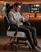 GTPLAYER Big & Tall Gaming Chair, Wide Seat with Footrest, Jet Black | Ergonomic High Back Computer Desk Chair for Adults, Comfort Padded Seat with Lumbar Support Armrests Recliner for Office/Home