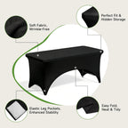 4 Foot Folding Table with Black Table Cloth - Quick 2-Position Adjustable Height, 400 lbs Heavy Duty Capacity - Portable Folding Tables for Camping,Indoor & Outdoor Use, 2 Pack