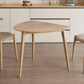 Acanva Modern Small Triangle Dining Room Table for Kitchen Compact Space, Farmhouse Dinner Tables with MDF Top and Wooden Legs, Natural Oak