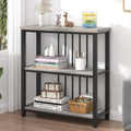 FOLUBAN 3 Tier Bookshelf, Short Bookcase for Small Space, Modern Wooden and Metal Book Shelf for Living Room Bedroom Office (Light Grey Oak)
