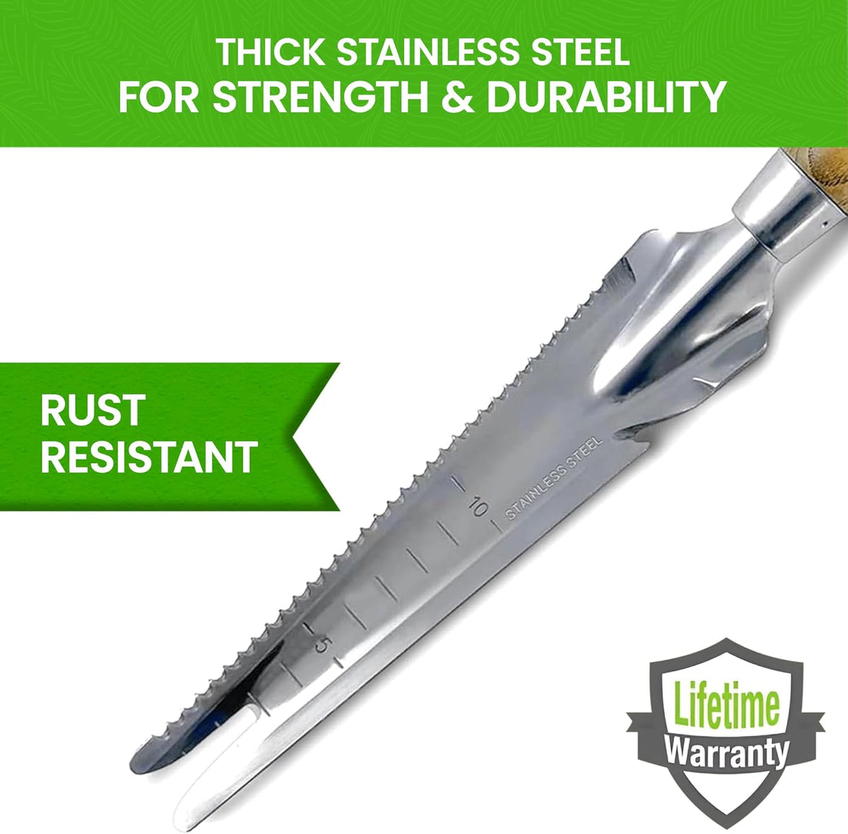 Garden Guru Hand Weeder Trowel with Ergonomic Handle – Stainless Steel Weeding & Digging Knife – Rust Resistant - Perfect for Weeding, Transplanting, Digging, Pruning, Cutting