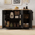 Kitchen Island with Storage with Drop Leaf with Storage and Dining Table, Kitchen Island with Drop Leaf with Wheels Towel Rack， for Kitchen, Dining Room, Black