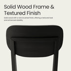 COLAMY Solid Wood Dining Chairs Set of 6, Mid Century Modern Upholstered Kitchen Chairs with 3.3" Thick Cushion, Farmhouse Dining Room Chairs with Level Legs & Wire-Brushed Finish, Black