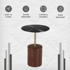 LeisureMod Round Side Table with Modern Stainless Steel Pedestal Base, Chic Accent End Table and Multi-Functional Indoor Nightstand for Living Room, Bedroom, Sofa or Small Spaces, Brown