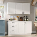 Timechee Modern Kitchen Pantry Storage Cabinet with Wall Cupboard Set, Large Pantry Cupboard Cabinet with Doors and Shelves, Drawers, Kitchen Storage Buffet Sideboard Set for Dining Room, Living Room