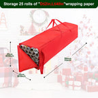 Demao Christmas Wrapping Paper Holder, Wrapping Paper Storage Bag for Christmas Rolls, Resistant 41 inch Organizer Storage Container, Stores up to 25 Standard Rolls