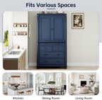 Spaco 77.3" Tall Kitchen Pantry Cabinet,Modern Pantry Storage Cabine with 6 Door Shelves,2 Adjustable Shelves and 5 Drawers,Freestanding Buffet Cupboard for Kitchen,Dining Room. (Blue)