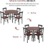 VECELO 5 Piece Dining Table Set for 4, Wood Grain Dinette with Chairs for Kitchen, Breakfast Nook, Small Space, Dark Brown