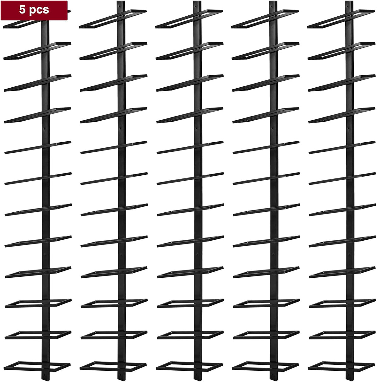 ETOYA Wall Mounted Wine Rack, H 59inch, 12 Rows, 60 Bottle Wine Cellar Racks, Metal Wine Bottle Holder for Dining Room, Kitchen, Bar, Basement & Restaurant (5 Columns（60 Bottles）)