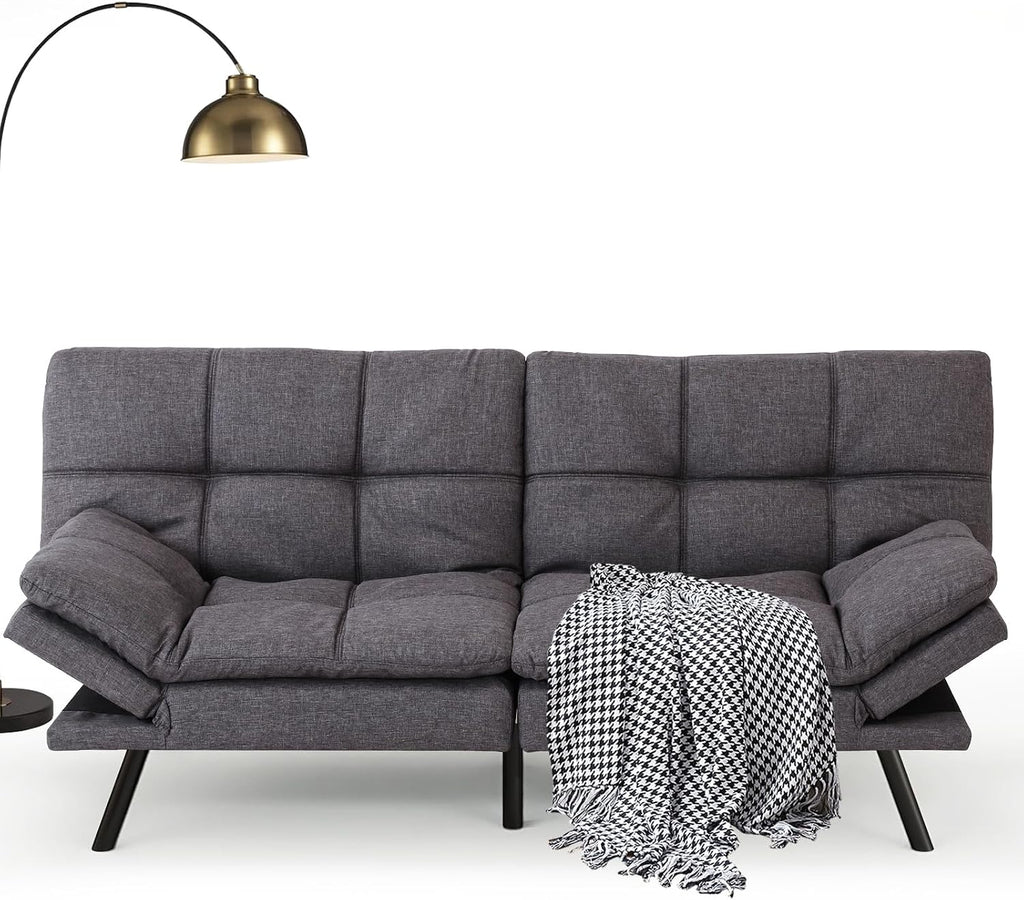 Opoiar Futon Sofa Bed Convertible Memory Foam Foldable Couch Modern Sleeper Loveseat with Adjustable Armrests&Backrests for Small Spaces Office Studio Apartment Dorm Game Room