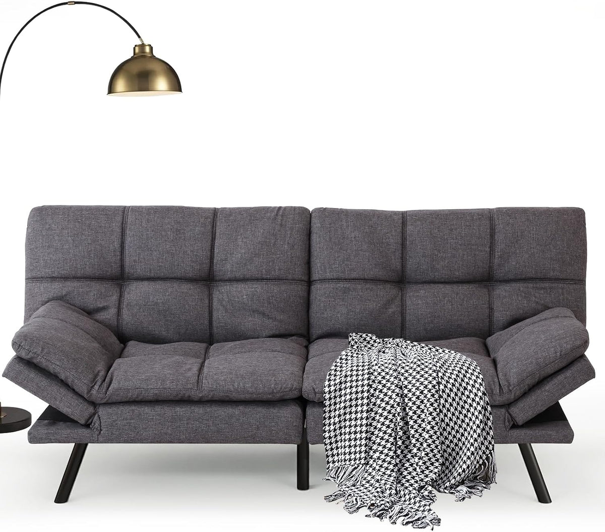Opoiar Futon Sofa Bed Convertible Memory Foam Foldable Couch Modern Sleeper Loveseat with Adjustable Armrests&Backrests for Small Spaces Office Studio Apartment Dorm Game Room
