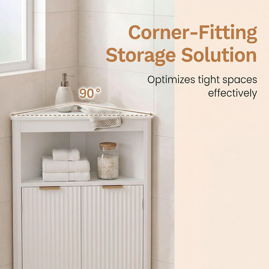 COSTWAY 68" Tall Corner Cabinet with Fluted Doors