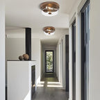 Flush Mount Ceiling Light with Clear Glass Shade, 2-Light Indoor Outdoor Farmhouse Lighting Flush Mount Lights for Kitchen Bedroom Porch Living Dining Room (Wood)