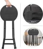 COOZMENT 24-Inch Folding Stool with Handle, Folding Bar Stool with Non-Slip Feet,Folding Chair,Indoor and Outdoor Foldable Stool for Adults,500 lbs Capacity,Kitchen,Game Room(13"×11.5"×24")