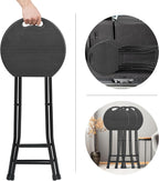 COOZMENT 24-Inch Folding Stool with Handle, Folding Bar Stool with Non-Slip Feet,Folding Chair,Indoor and Outdoor Foldable Stool for Adults,500 lbs Capacity,Kitchen,Game Room(13"×11.5"×24")