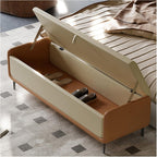 Modern Modern Faux Leather Storage Ottoman Bench with Metal Base,Upholstered Bedroom for End of Bed Luxury Shoe,Footstool for, Living Room, Entryway Entryway(Gris,150 * 45 * 43cm)