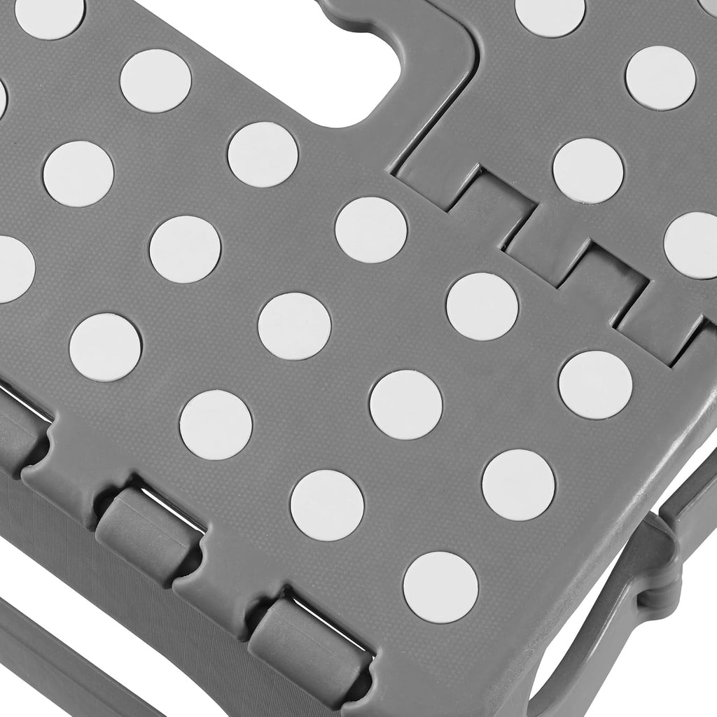Casafield 16" Folding Step Stool with Handle (Set of 2), Gray - Portable Collapsible Small Plastic Foot Stool for Adults - Use in the Kitchen, Bathroom and Bedroom
