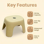 Plastic Step Stool, Heavy-Duty ABS Shower Bath Stool Anti-Slip, Compact Size for Bathroom, Kitchen, Entryway Beige