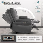 Reclining Sofa, Power Reclining Sofa with Drop-Down Table & Cup Holders, Modern 3 Seat Power Reclining Couch, Wall Hugger Sofa Recliner for Living Room Furniture Sets(Dark Gray)