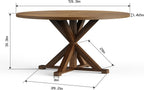 59" Solid Wood Round Dining Table for 6-8 People, Wooden Pedestal Base, Farmhouse Round Dining Room Table for Home Dining Room, Kitchen, Living Room